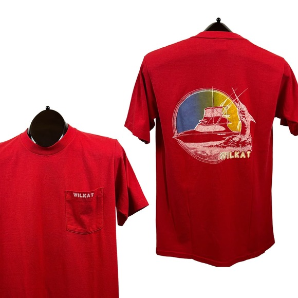 1980s Deep Sea Fishing Novelty T Shirt Single Stitch Jerzees / Men’s Small * - Picture 1 of 4